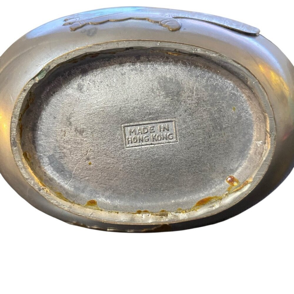 Vintage 1970's Pewter Duck Trinket Box with Brass Overlay Hong Kong 4" x 5" - Picture 7 of 9